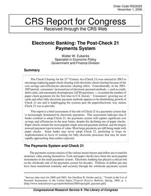Electronic Banking: The Post-Check 21 Payments System