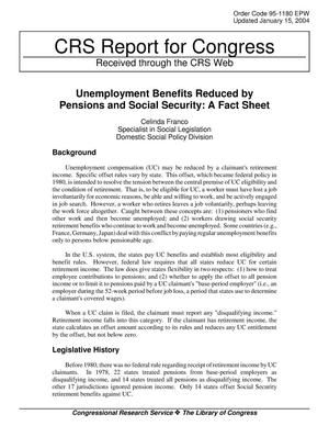 Unemployment Benefits Reduced by Pensions and Social Security: A Fact Sheet