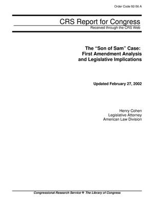 The “Son of Sam” Case: First Amendment Analysis and Legislative Implications