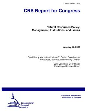 Natural Resources Policy: Management, Institutions, and Issues
