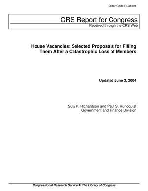 House Vacancies: Selected Proposals for Filling Them After a Catastrophic Loss of Members
