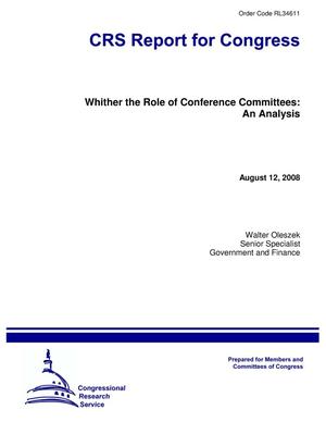 Whither the Role of Conference Committees: An Analysis