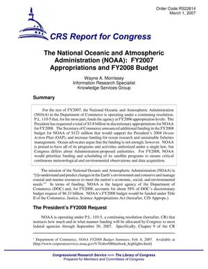 The National Oceanic and Atmospheric Administration (NOAA): FY2007 Appropriations and FY2008 Budget