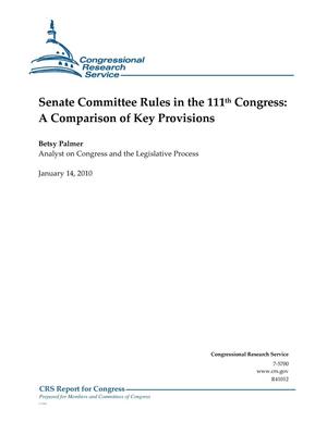 Senate Committee Rules in the 111th Congress: A Comparison of Key Provisions