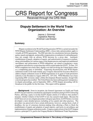 Dispute Settlement in the World Trade Organization: An Overview