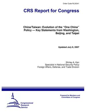 China/Taiwan: Evolution of the “One China” Policy — Key Statements from Washington, Beijing, and Taipei