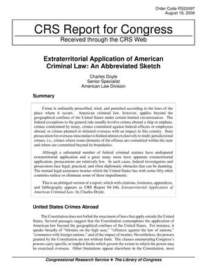Extraterritorial Application of American Criminal Law: An Abbreviated Sketch