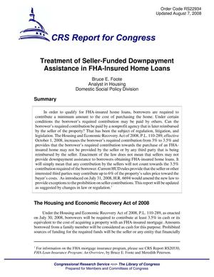 Treatment of Seller-Funded Downpayment Assistance in FHA-Insured Home Loans