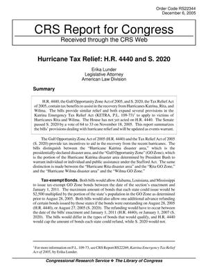 Hurricane Tax Relief: H.R. 4440 and S. 2020