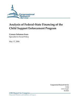 Analysis of Federal-State Financing of the Child Support Enforcement Program