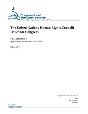 The United Nations Human Rights Council: Issues for Congress
