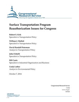 Surface Transportation Program Reauthorization Issues for Congress