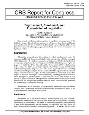 Engrossment, Enrollment, and Presentation of Legislation