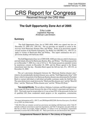 The Gulf Opportunity Zone Act of 2005