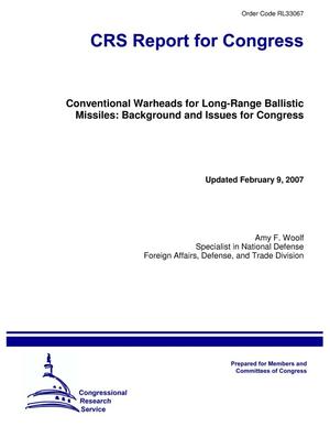 Conventional Warheads for Long-Range Ballistic Missiles: Background and Issues for Congress