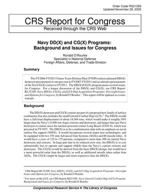 Navy DD(X) and CG(X) Programs: Background and Issues for Congress