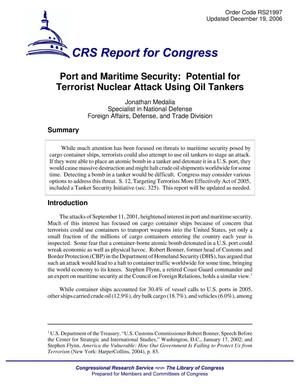 Port and Maritime Security: Potential for Terrorist Nuclear Attack Using Oil Tankers
