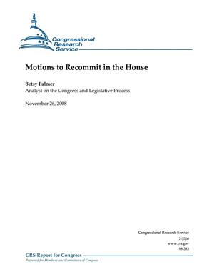 Motions to Recommit in the House