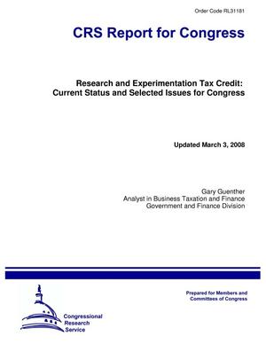 Primary view of object titled 'Research and Experimentation Tax Credit: Current Status and Selected Issues for Congress'.