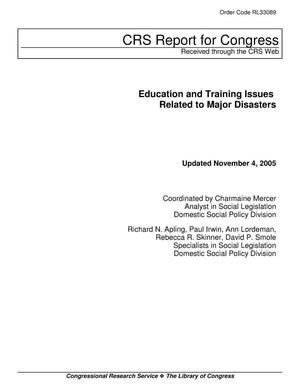 Education and Training Issues Related to Major Disasters