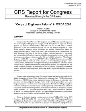 “Corps of Engineers Reform” in WRDA 2005