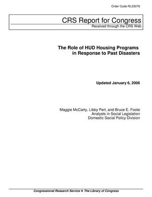 The Role of HUD Housing Programs in Response to Past Disasters