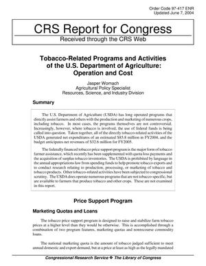 Tobacco-Related Programs and Activities of the U.S. Department of Agriculture: Operation and Cost
