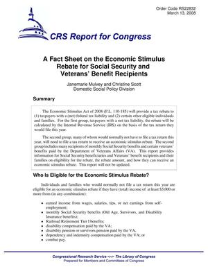 A Fact Sheet on the Economic Stimulus Rebate for Social Security and Veterans’ Benefit Recipients
