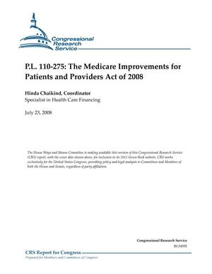 P.L. 110-275: The Medicare Improvements for Patients and Providers Act of 2008