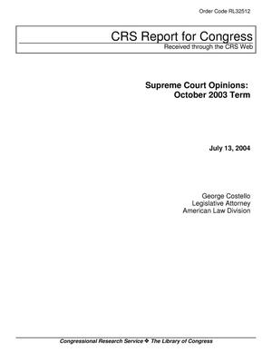 Supreme Court Opinions: October 2003 Term