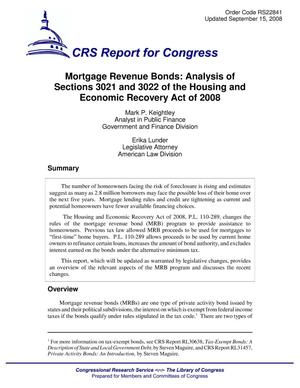 Mortgage Revenue Bonds: Analysis of Sections 3021 and 3022 of the Housing and Economic Recovery Act of 2008
