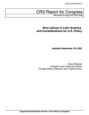 Afro-Latinos in Latin America and Considerations for U.S. Policy