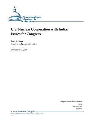 U.S. Nuclear Cooperation with India: Issues for Congress