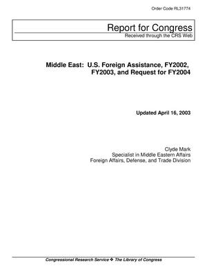 Middle East: U.S. Foreign Assistance, FY2002, FY2003, and Request for FY2004