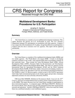 Multilateral Development Banks: Procedures for U.S. Participation