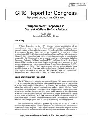 “Superwaiver” Proposals in Current Welfare Reform Debate