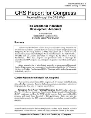 Tax Credits for Individual Development Accounts