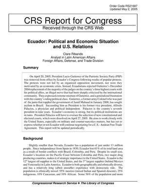 Ecuador: Political and Economic Situation and U.S. Relations