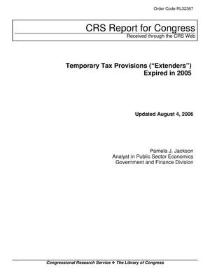 Temporary Tax Provisions (“Extenders”) Expired in 2005