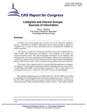 Lobbyists and Interest Groups: Sources of Information