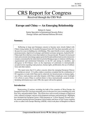Europe and China — An Emerging Relationship