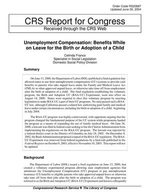 Unemployment Compensation: Benefits While on Leave for the Birth or Adoption of a Child