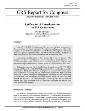 Ratification of Amendments to the U.S. Constitution
