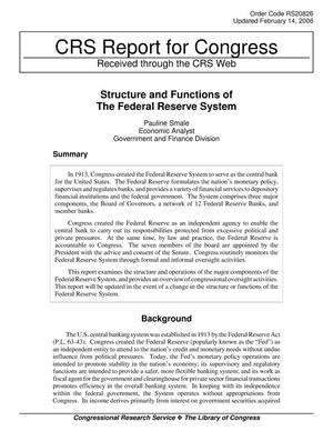 Structure and Functions of The Federal Reserve System