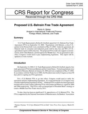 Proposed U.S.-Bahrain Free Trade Agreement