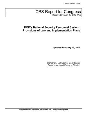 DOD’s National Security Personnel System: Provisions of Law and Implementation Plans