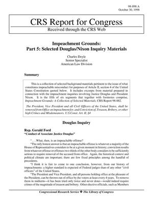 Impeachment Grounds: Part 5: Selected Douglas/Nixon Inquiry Materials