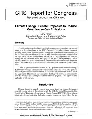Climate Change: Senate Proposals to Reduce Greenhouse Gas Emissions