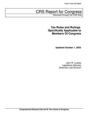 Tax Rules and Rulings Specifically Applicable to Members Of Congress