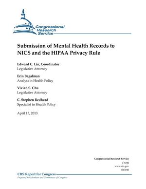 Submission of Mental Health Records to NICS and the HIPAA Privacy Rule